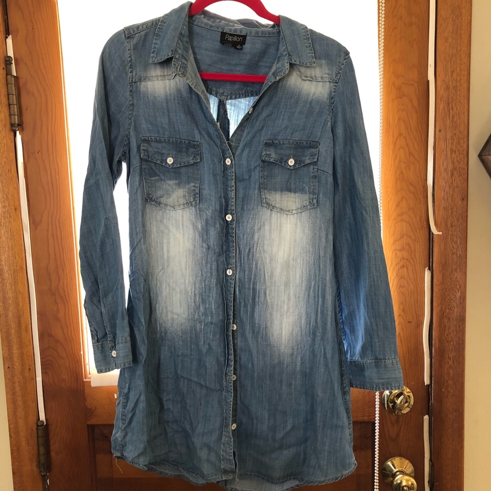 Button down denim dress